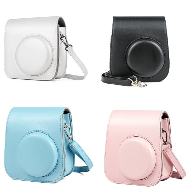 Custodia in pelle per fotocamera a corpo pieno in tinta unita con cinturino per FUJIFILM Instax mini 11