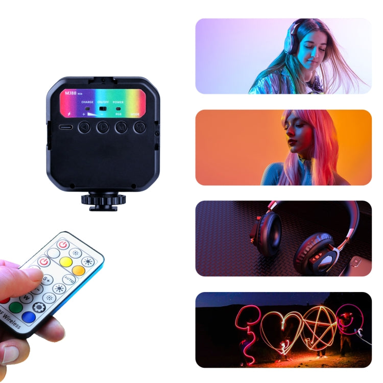 MJ88 Pocket 3000-7000K + RGB Luce di riempimento di bellezza a colori per fotocamera portatile Streamer per fotografia Luce a LED con telecomando, MJ88