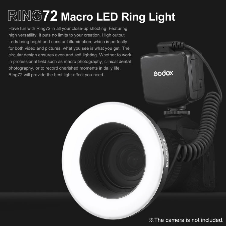 Godox Ring72 Macro Ring 48 LED Flash Light con 8 anelli adattatori di dimensioni diverse, Ring72