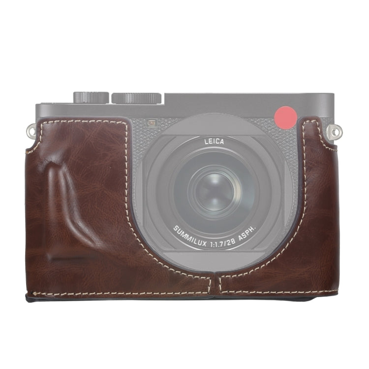Base mezza custodia per fotocamera in pelle PU con filettatura da 1/4 di pollice per Leica Q2, For Leica Q2