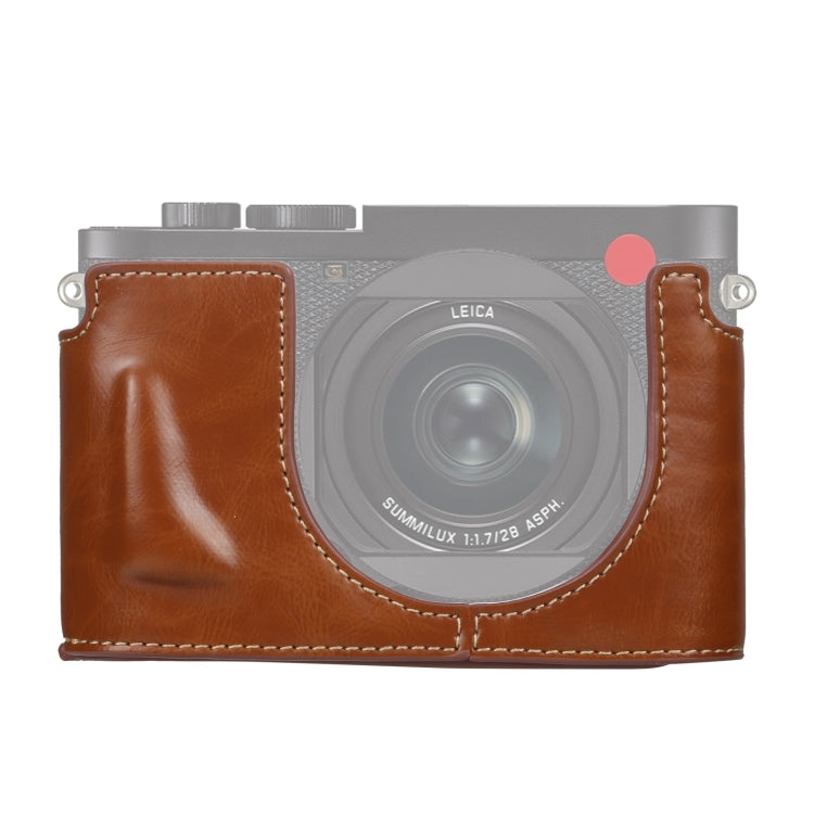 Base mezza custodia per fotocamera in pelle PU con filettatura da 1/4 di pollice per Leica Q2, For Leica Q2