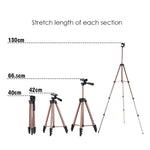 Supporto per treppiede pieghevole in lega di alluminio a 4 sezioni da 130 cm con testa tridimensionale, L-3130 Black, L-3130 Champagne Gold, L-3130 Silver