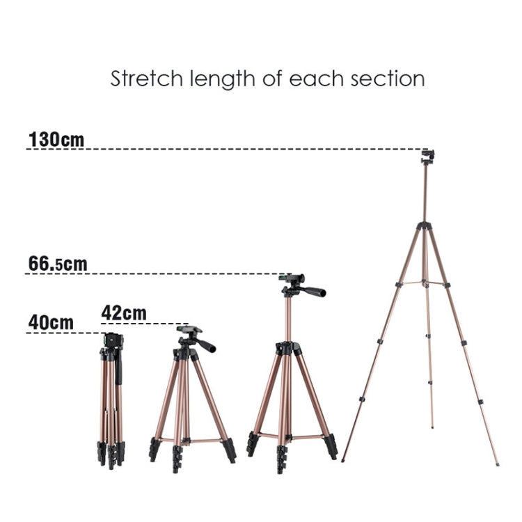 Supporto per treppiede pieghevole in lega di alluminio a 4 sezioni da 130 cm con testa tridimensionale, L-3130 Black, L-3130 Champagne Gold, L-3130 Silver