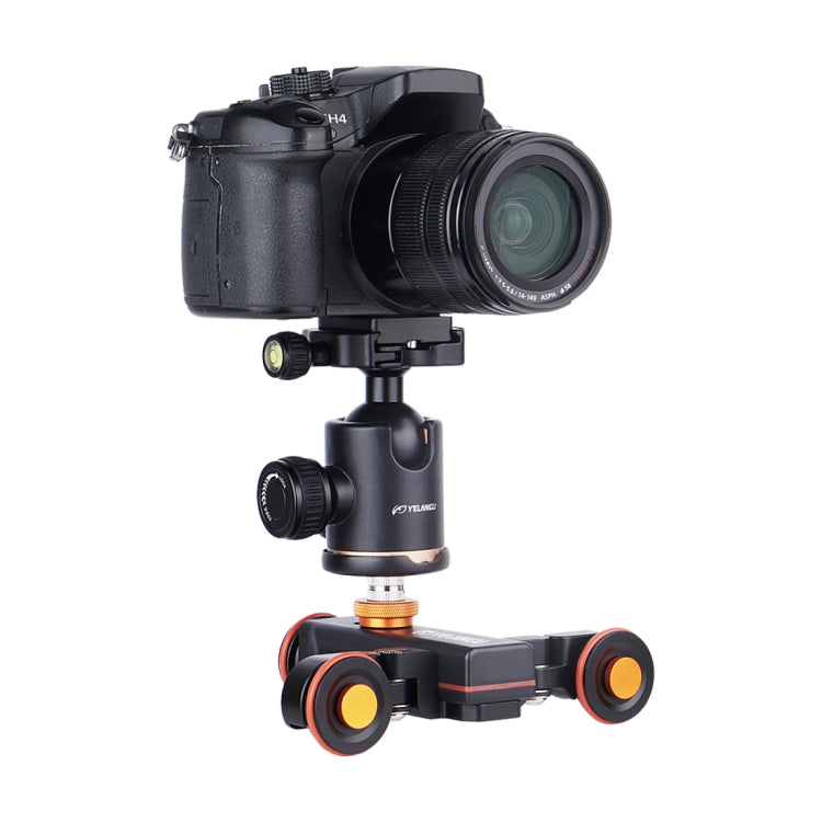 YELANGU L4X Ruota per fotocamera Dolly II Carrello elettrico per binario a 3 ruote Puleggia video con telecomando per fotocamere DSLR/DV domestiche, GoPro, smartphone, Carico: 3 kg, L4X Dolly Car Black