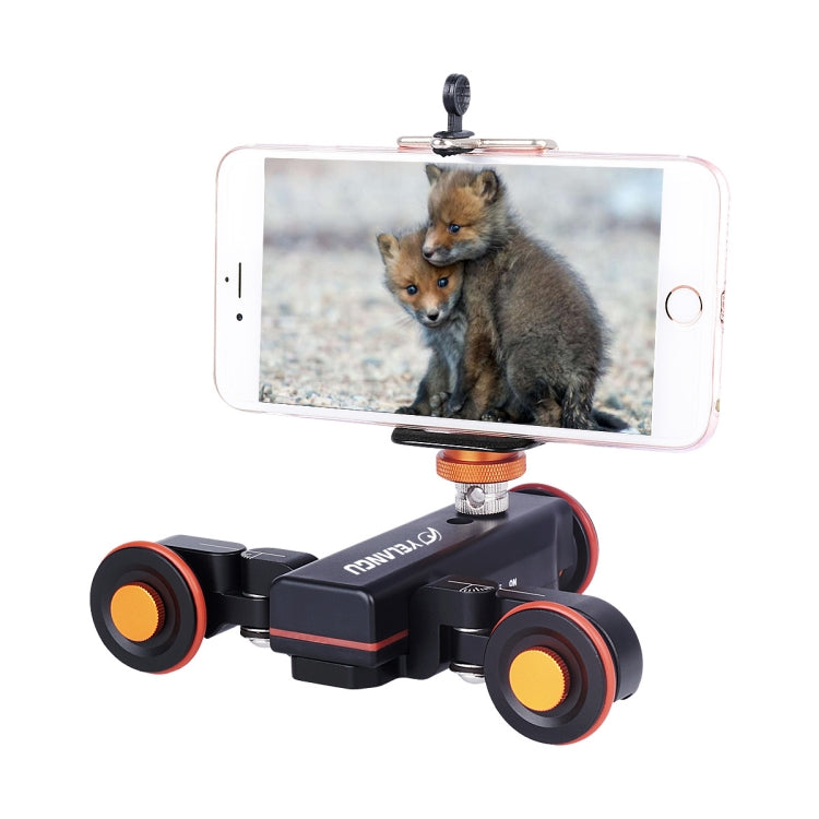 YELANGU L4X Ruota per fotocamera Dolly II Carrello elettrico per binario a 3 ruote Puleggia video con telecomando per fotocamere DSLR/DV domestiche, GoPro, smartphone, Carico: 3 kg, L4X Dolly Car Black