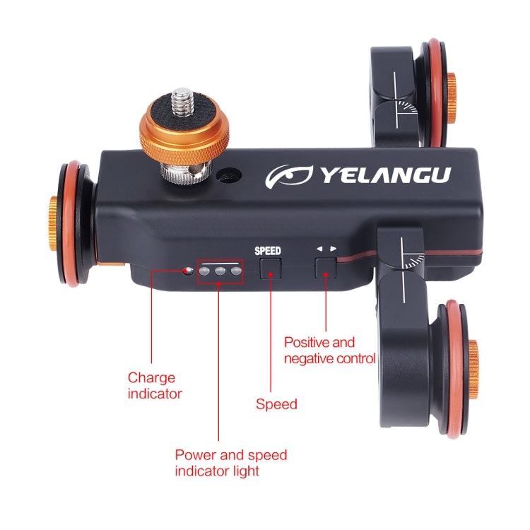 YELANGU L4X Ruota per fotocamera Dolly II Carrello elettrico per binario a 3 ruote Puleggia video con telecomando per fotocamere DSLR/DV domestiche, GoPro, smartphone, Carico: 3 kg, L4X Dolly Car Black