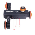 YELANGU L4X Ruota per fotocamera Dolly II Carrello elettrico per binario a 3 ruote Puleggia video con telecomando per fotocamere DSLR/DV domestiche, GoPro, smartphone, Carico: 3 kg, L4X Dolly Car Black