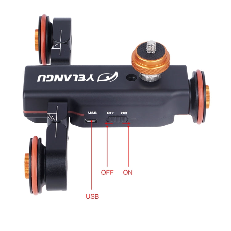 YELANGU L4X Ruota per fotocamera Dolly II Carrello elettrico per binario a 3 ruote Puleggia video con telecomando per fotocamere DSLR/DV domestiche, GoPro, smartphone, Carico: 3 kg, L4X Dolly Car Black
