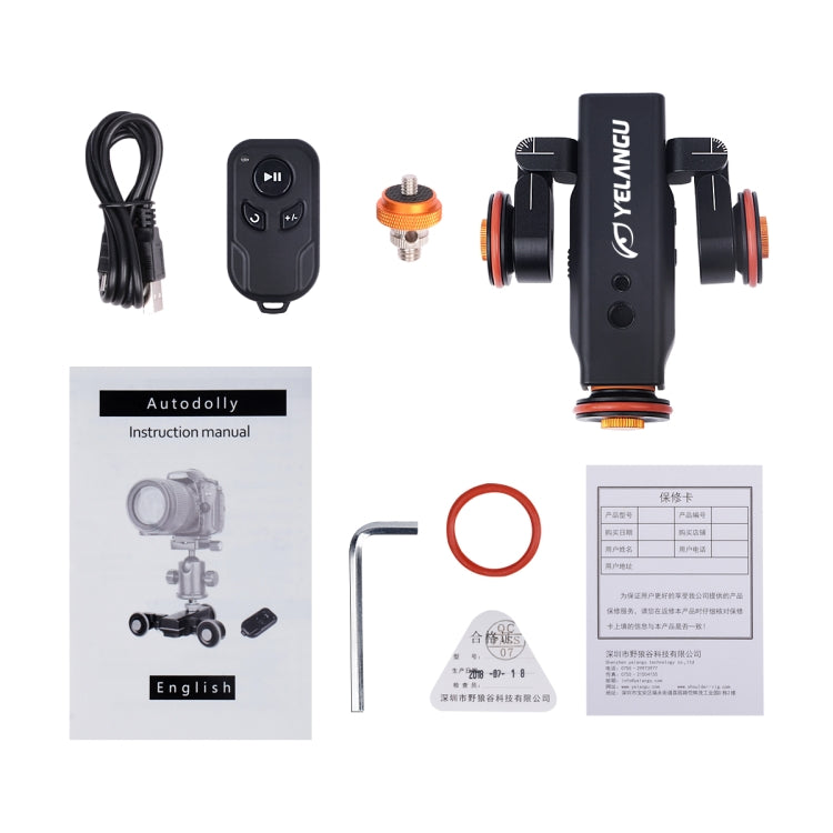 YELANGU L4X Ruota per fotocamera Dolly II Carrello elettrico per binario a 3 ruote Puleggia video con telecomando per fotocamere DSLR/DV domestiche, GoPro, smartphone, Carico: 3 kg, L4X Dolly Car Black