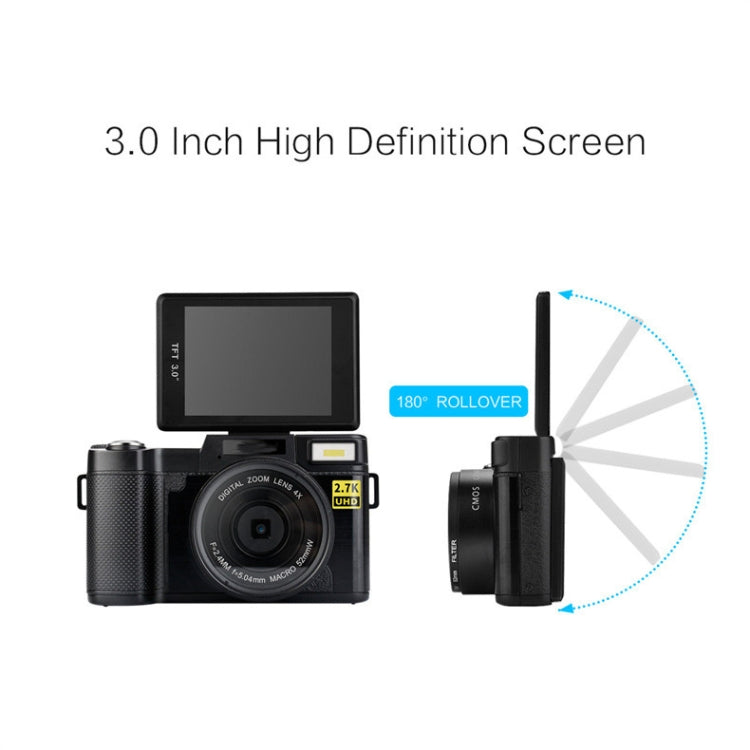 Fotocamera digitale Vlog R2 2.7K con zoom 4X e schermo 3 pollici