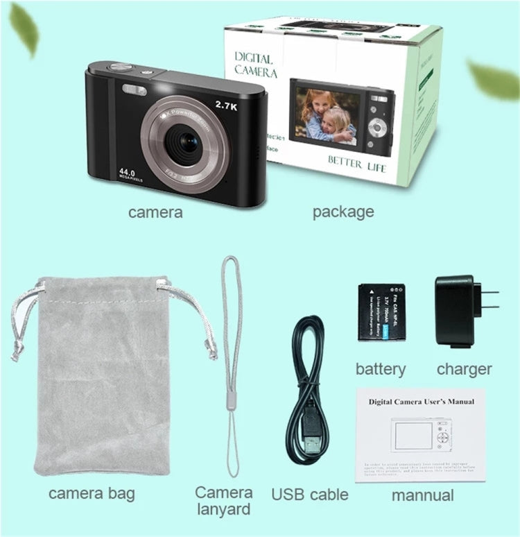 DC302 2.88 inch 44MP 16X Zoom 2.7K Full HD Kids Digital Camera, US Plug, DC302, US Plug