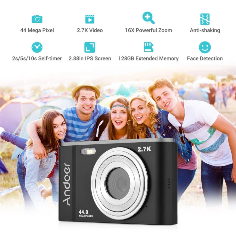 DC302 2.88 inch 44MP 16X Zoom 2.7K Full HD Kids Digital Camera, EU Plug, DC302, EU Plug