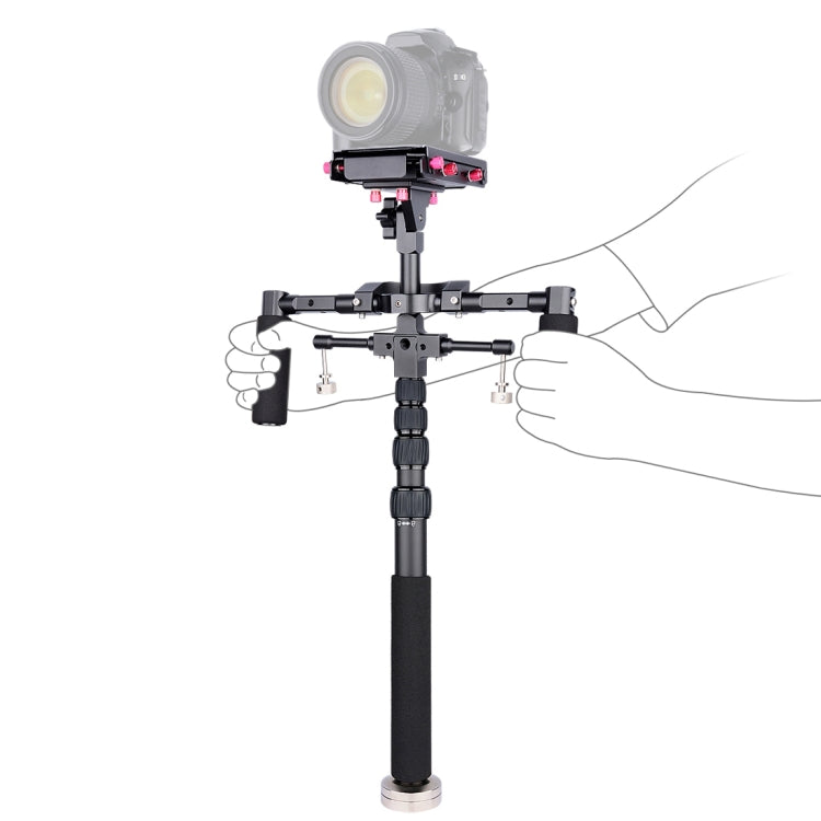 YELANGU S300 Rig multifunzionale 4 in 1 + Rig a spalla doppia portatile + Monopiede + Stabilizzatore per fotocamere/fotocamere reflex, intervallo di altezza: 63 cm-170 cm, YELANGU S300