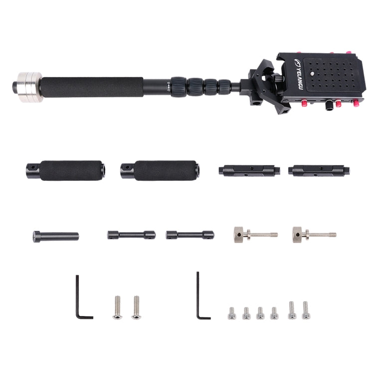 YELANGU S300 Rig multifunzionale 4 in 1 + Rig a spalla doppia portatile + Monopiede + Stabilizzatore per fotocamere/fotocamere reflex, intervallo di altezza: 63 cm-170 cm, YELANGU S300