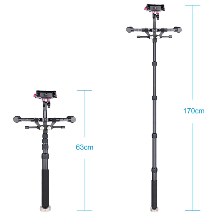 YELANGU S300 Rig multifunzionale 4 in 1 + Rig a spalla doppia portatile + Monopiede + Stabilizzatore per fotocamere/fotocamere reflex, intervallo di altezza: 63 cm-170 cm, YELANGU S300