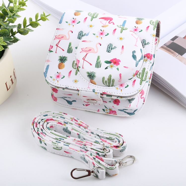 Custodia in pelle PU per fotocamera full body modello Cactus Flamingo con cinturino per FUJIFILM instax mini 9 / mini 8+ / mini 8, Cactus Flamingo