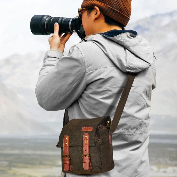 CADEN N1 Borsa fotografica per fotocamera digitale impermeabile in tela semplice retrò multifunzionale, N1 Simple Coffee, N1 Simple Beige White