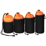 Borsa per obiettivo fotocamera reflex 4 in 1 Borsa per obiettivo singolo micro Borsa per bile interna per obiettivo Custodia protettiva impermeabile più ispessimento in velluto, 4 in 1