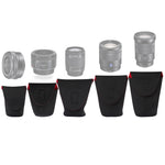 Pacchetto obiettivo fotocamera reflex 5 in 1 Ispessimento custodia per obiettivo in neoprene antiurto Detrazione appiccicosa, 5 in 1