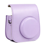 Custodia in pelle per fotocamera a corpo intero con tracolla per FUJIFILM Instax mini 11, Purple