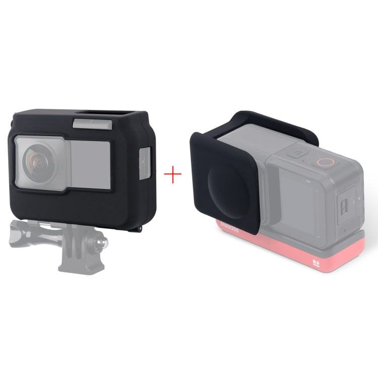 Per fotocamera panoramica Insta360 One R con cornice Custodia protettiva in silicone antiurto con copriobiettivo, Panoramic  Case + Lens Cap