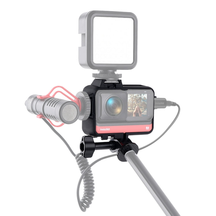 Gabbia protettiva per montaggio su telaio in plastica con adattatore per base per treppiede e vite lunga e base per slitta fredda per Insta360 One R, Cold Shoe Frame