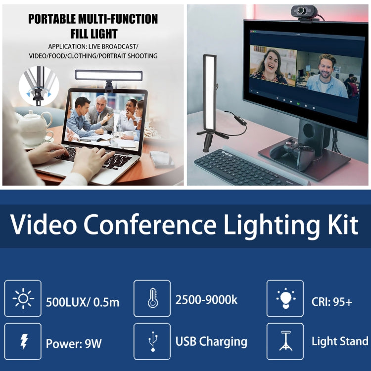 LUXCeO WS66 USB LED Luce video live 2500K-9000K Luce di riempimento per conferenze portatili bicolore, WS66