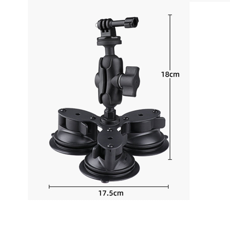 Supporto triangolare a ventosa con adattatore per treppiede, cavo in acciaio e fibbia di sicurezza, Triangle Suction Cup