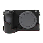 Base mezza custodia per fotocamera in pelle PU con filettatura da 1/4 di pollice per Sony ILCE-A6500 / A6500, For Sony ILCE-A6500 / A6500