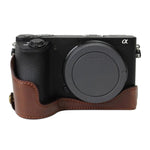Base mezza custodia per fotocamera in pelle PU con filettatura da 1/4 di pollice per Sony ILCE-A6500 / A6500, For Sony ILCE-A6500 / A6500