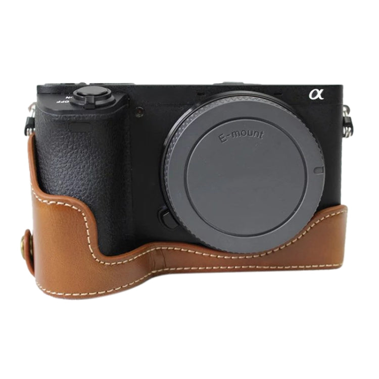 Base mezza custodia per fotocamera in pelle PU con filettatura da 1/4 di pollice per Sony ILCE-A6500 / A6500, For Sony ILCE-A6500 / A6500