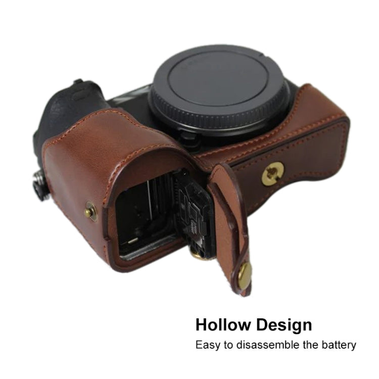 Base mezza custodia per fotocamera in pelle PU con filettatura da 1/4 di pollice per Sony ILCE-A6500 / A6500, For Sony ILCE-A6500 / A6500
