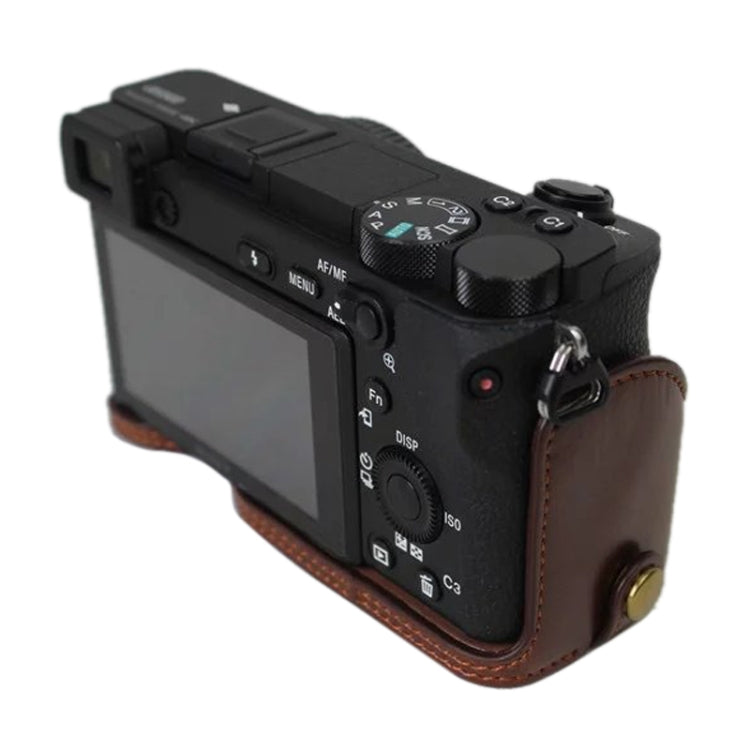 Base mezza custodia per fotocamera in pelle PU con filettatura da 1/4 di pollice per Sony ILCE-A6500 / A6500, For Sony ILCE-A6500 / A6500