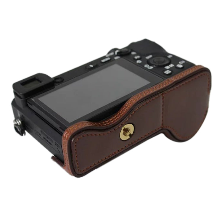 Base mezza custodia per fotocamera in pelle PU con filettatura da 1/4 di pollice per Sony ILCE-A6500 / A6500, For Sony ILCE-A6500 / A6500
