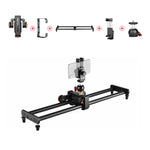 YELANGU L60E Binario di scorrimento da 60 cm + Carrello video a 3 ruote L4 con morsetto per telefono e testa a sfera, L60E+L4X+PC03+T1