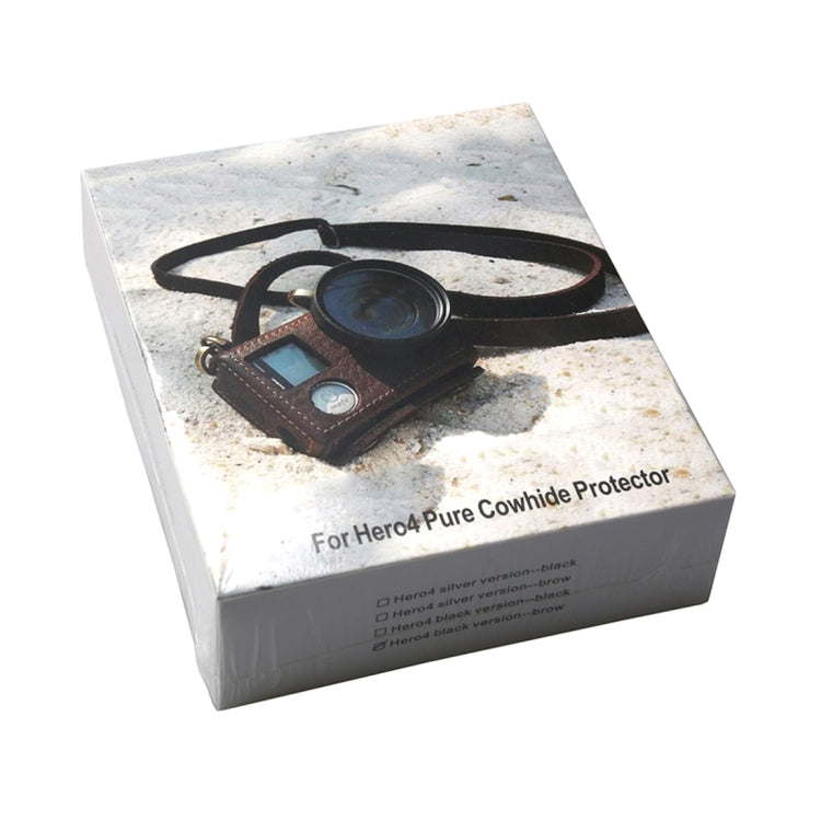 Per GoPro HERO4 Litchi Texture Custodia protettiva in vera pelle con tracolla, Litchi Texture (Brown), Litchi Texture (Black)