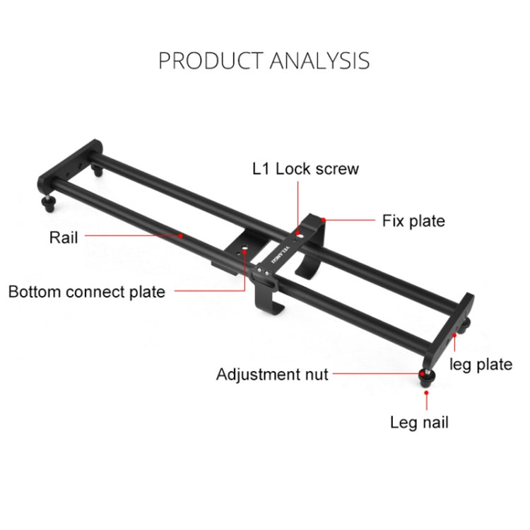 YELANGU L50E Carrello scorrevole per telecamera di giunzione da 60 cm + Carrello per carrello L5i