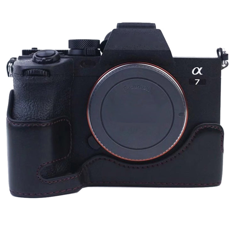 Base mezza custodia per fotocamera in pelle PU con filo da 1/4 di pollice per Sony A7 IV, For Sony A7 IV