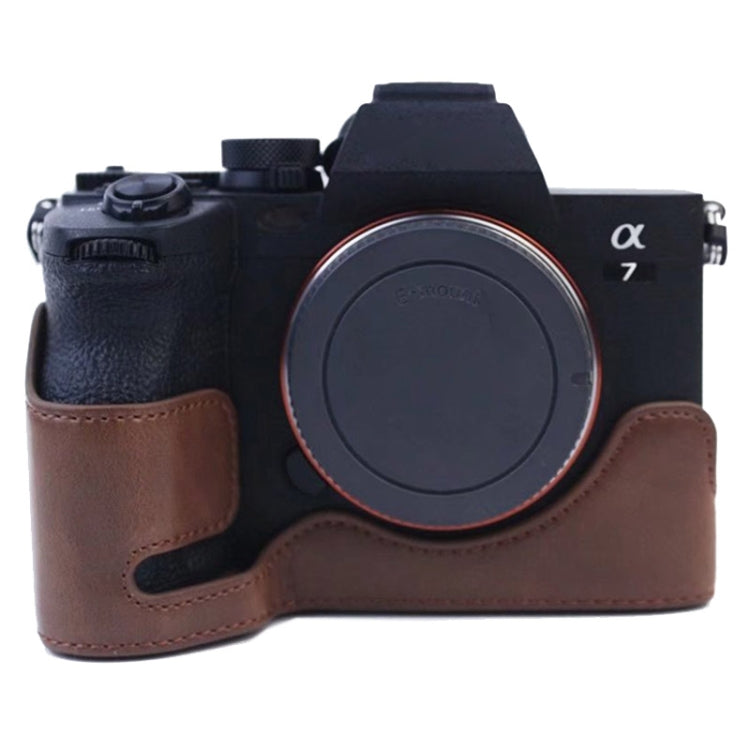 Base mezza custodia per fotocamera in pelle PU con filo da 1/4 di pollice per Sony A7 IV, For Sony A7 IV