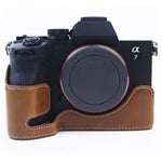 Base mezza custodia per fotocamera in pelle PU con filo da 1/4 di pollice per Sony A7 IV, For Sony A7 IV