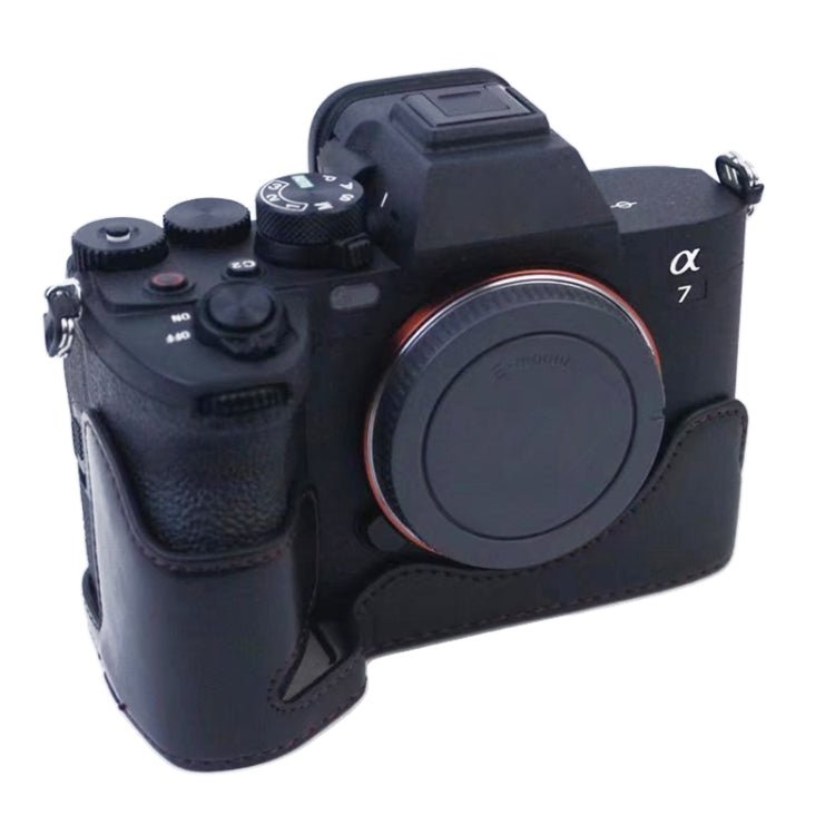 Base mezza custodia per fotocamera in pelle PU con filo da 1/4 di pollice per Sony A7 IV, For Sony A7 IV