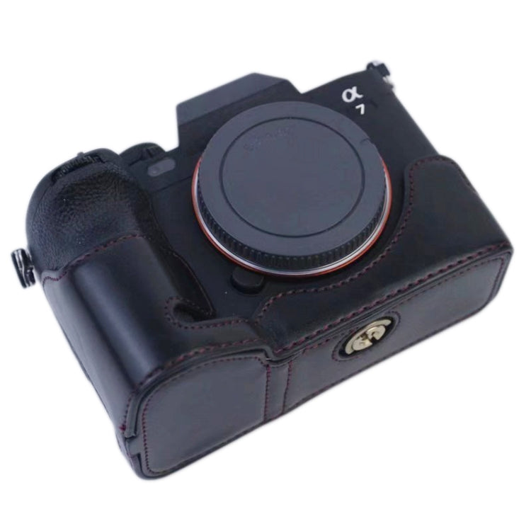 Base mezza custodia per fotocamera in pelle PU con filo da 1/4 di pollice per Sony A7 IV, For Sony A7 IV