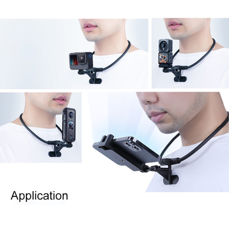 Supporto per fotocamera da collo indossabile pigro a mani libere con morsetto per telefono, versione estesa, Neck Holder C