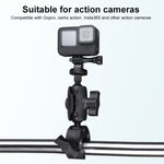 Supporto per manubrio per motocicletta con action camera regolabile con rotazione a 360° versione estesa, Extended Version