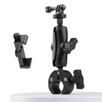 Supporto per manubrio per bici da moto con rotazione regolabile a 360° versione estesa con morsetto per telefono, Extended Version with Phone Clamp