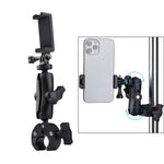 Supporto base per pinza con morsetto regolabile con rotazione a 360° versione estesa con morsetto per telefono, Extended Version Plier Base Holder + Phone Clamp
