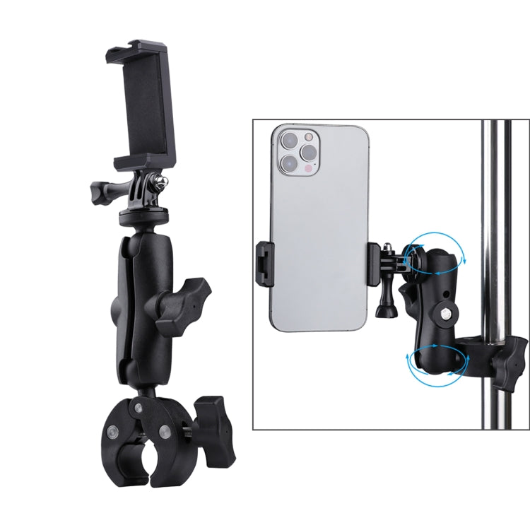 Supporto base per pinza con morsetto regolabile con rotazione a 360° versione estesa con morsetto per telefono, Extended Version Plier Base Holder + Phone Clamp