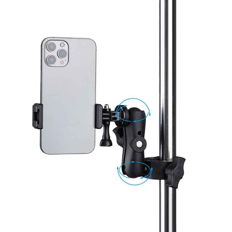 Supporto base per pinza con morsetto regolabile con rotazione a 360° versione estesa con morsetto per telefono, Extended Version Plier Base Holder + Phone Clamp