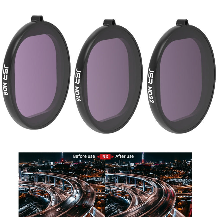 JSR Custodia rotonda 3 in 1 ND8+ND16+ND32 Filtro obiettivo per GoPro HERO8 Nero, 3 in 1 ND Lens
