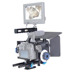 YELANGU YLG1105A Maniglia Kit stabilizzatore gabbia videocamera con Matte Box e Follow Focus per Panasonic Lumix DMC-GH4 e G7 / Sony A7 e A7S e A7R e A7RII e A7SII, YLG1105A